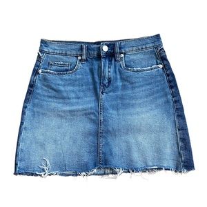 Blank NYC denim mini skirt with raw edge